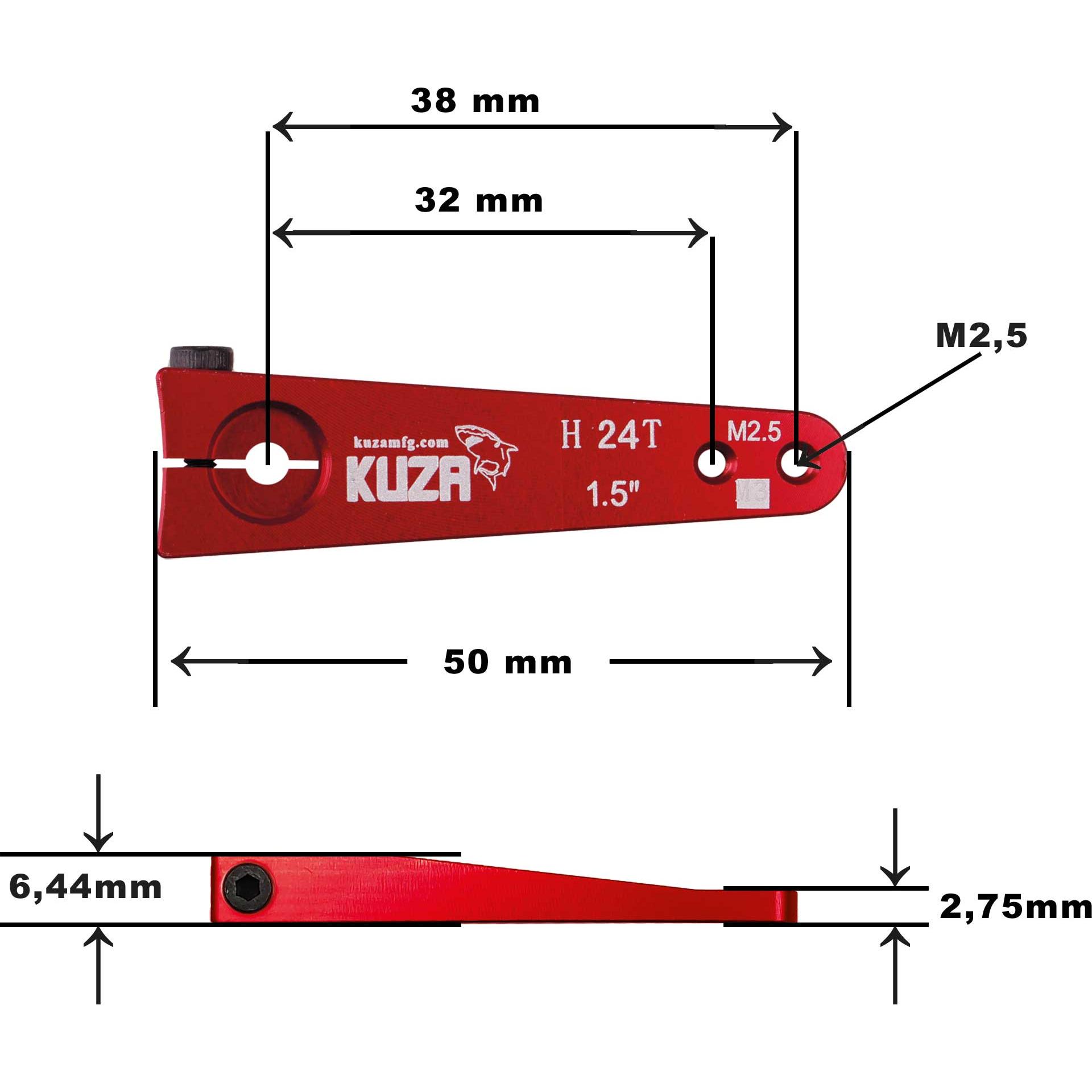 Thumbnail - Kuza servohebel 1-arm hitec 24t 38/32mm 1.5" m2,5 heavy duty v2 aluminium
