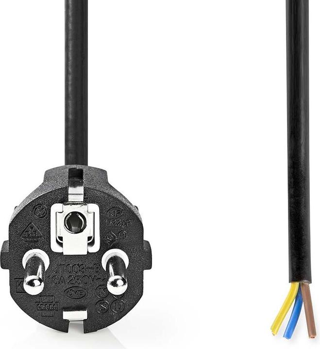 Actual product image Nedis Power cable | safety plug | open | straight | straight | nickel-plated | 3.00 m | round | PVC (3 m)
