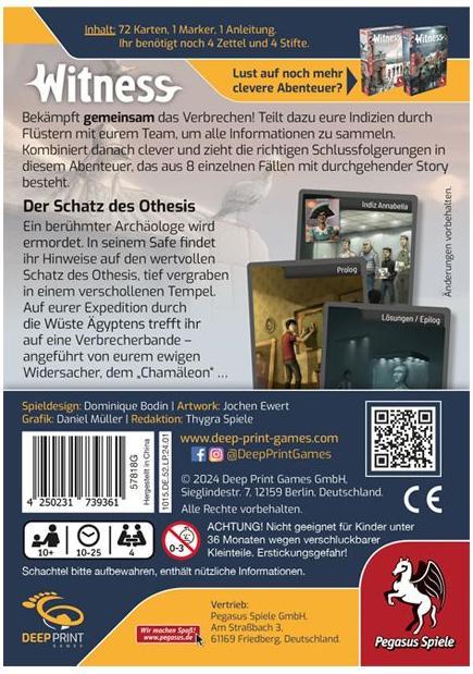 Immagine prodotto Pegasus Witness - Il tesoro di Othesis (Deep Print Games) (Tedesco)