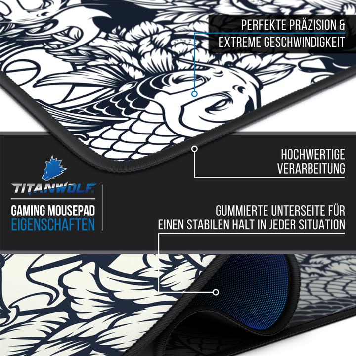 Produktbild Titanwolf Gaming Mauspad, XXXL Speed Gaming Mausmatte, Mousepad Extragrosse Fläche von 1500 x 800mm, Kois (XXL)
