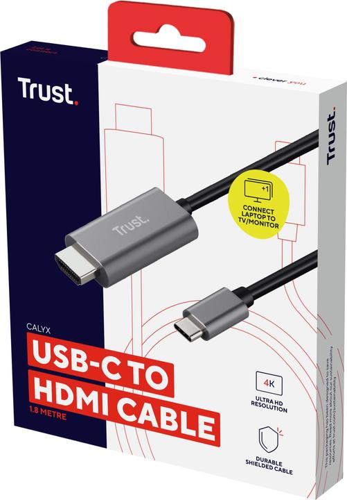 Actual product image Trust USB-C connection cable (1x USB-C™ plug (1.80 m, USB Type C, HDMI, 1.4)