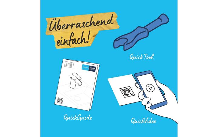 Produktbild Grohe Start QuickFix Lavaboarmatur, M-Size, Push-Open, energiesparend, mattschwarz