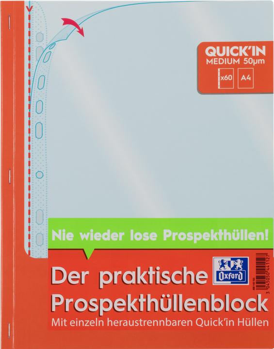 Actual product image Oxford 60 brochure pockets Quick'In crystal clear glossy (A4, 1 x)