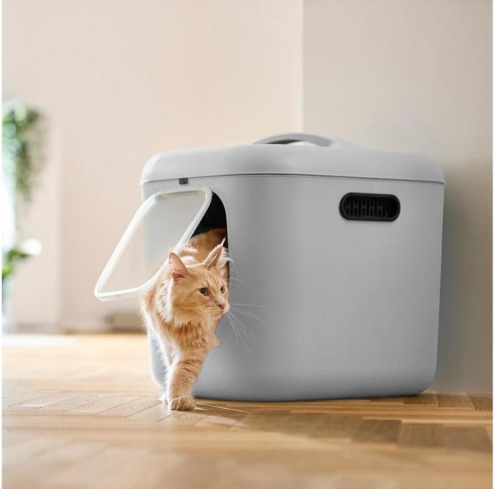 Immagine prodotto Rotho Katzentoilette Bea XL Hellgrau, Stromversorgung: Keine (Lettiera per gatti chiusa)