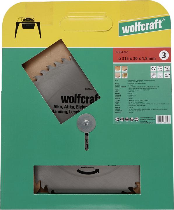 Produktbild wolfcraft Tischkreissägeblatt CV, Serie rot, Ø 400 mm