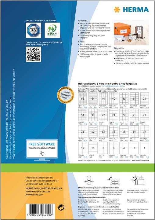 Productafbeelding HERMA Universele etiketten A4