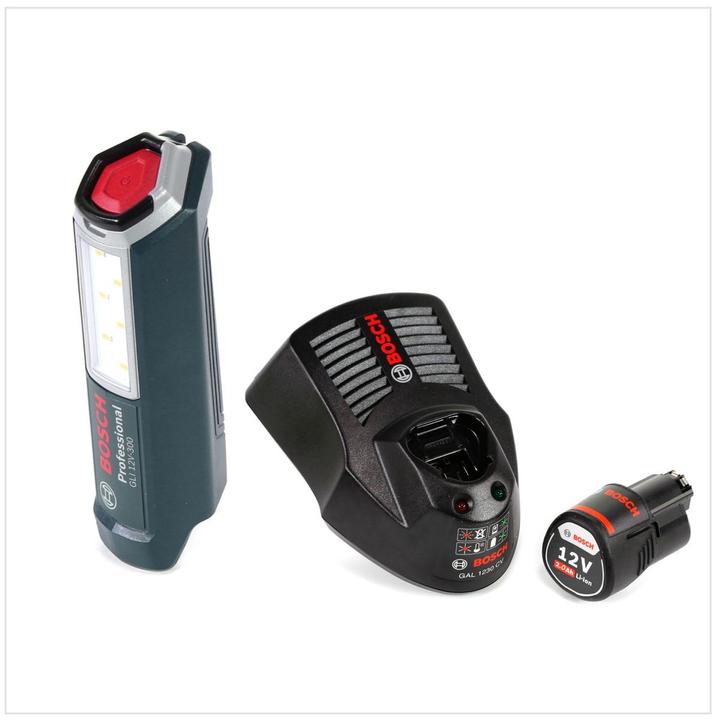 Image du produit Bosch Professional GLI 12V-300 Lampe sans fil + 1x Batterie GBA 12V 2,0 Ah + Chargeur GAL 1230 (300 lm)