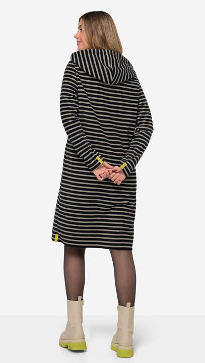 Produktbild Laurasøn Kleid, geringelter Fleece, Midilänge, Kapuze, Langarm, OEKO-TEX (S)