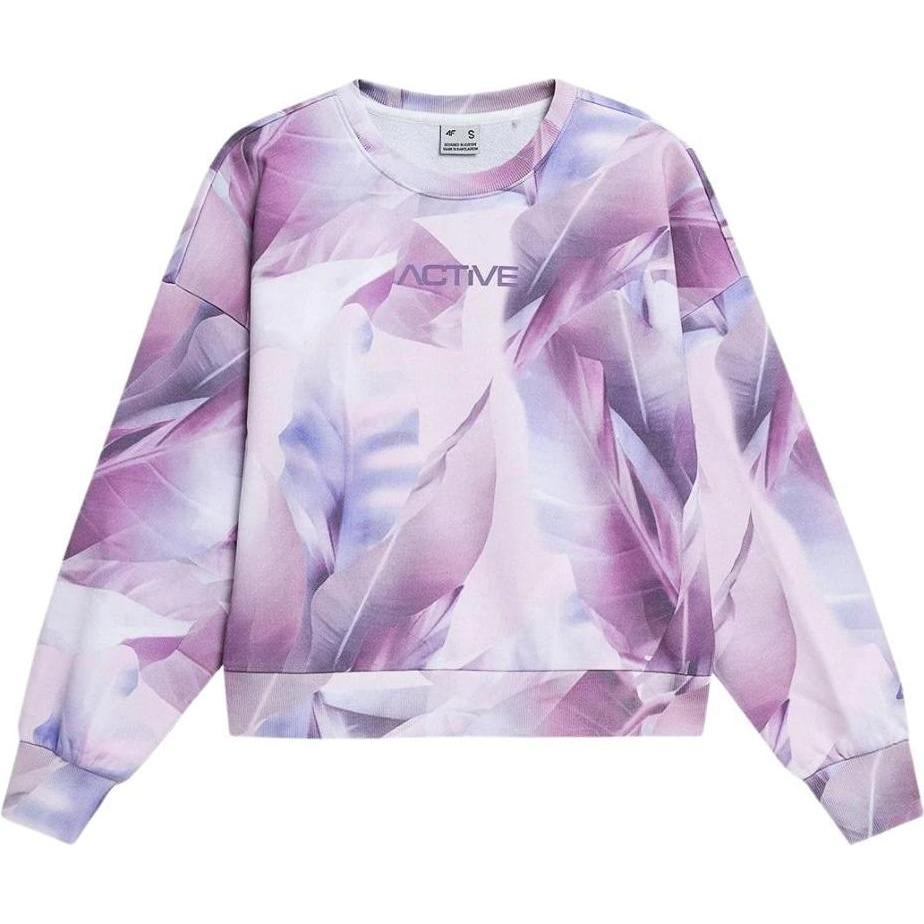 4F, Damen, Pullover, Damen Sweatshirt mehrfarbig allover H4L22 BLD023 91A S, Mehrfarbig, (S)