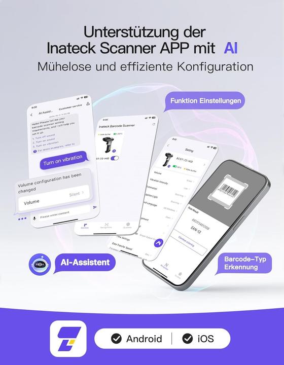 Actual product image Inateck BCST-72 (1D barcodes, 2D barcodes, QR Code)