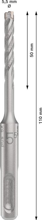 Produktbild Bosch Zubehör PRO SDS plus-5X Hammerbohrer, 5,5 x 50 x 110 mm (5.50 Millimeter)