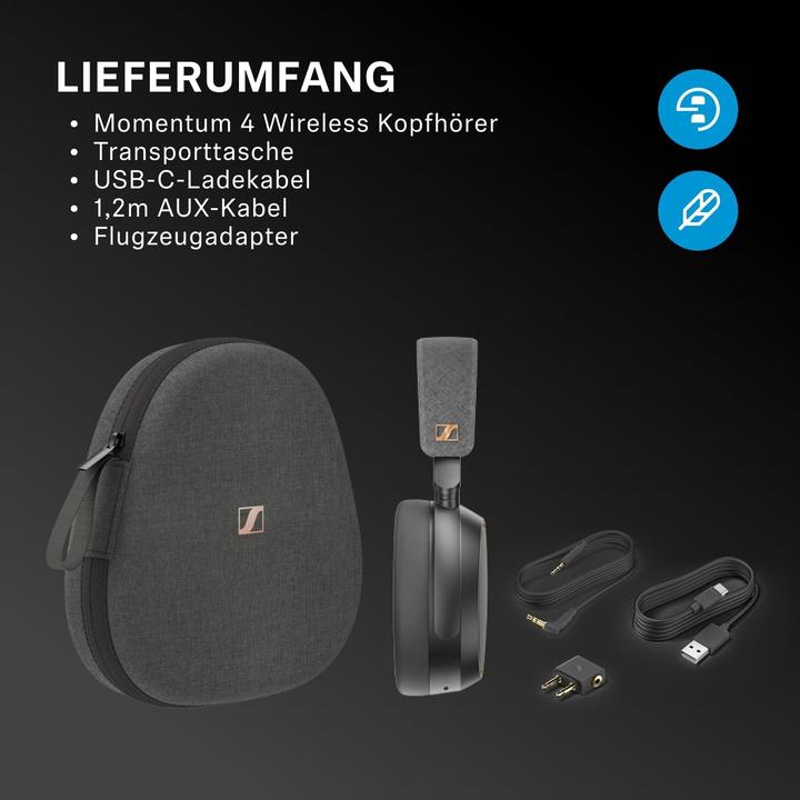 Productafbeelding Sennheiser Momentum 4 (Actieve ruisonderdrukking, 60 h, Bedraad, Draadloze)