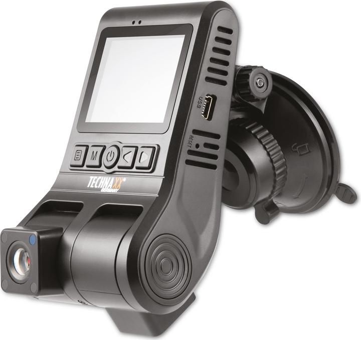 Produktbild Technaxx FullHD Dual Dashcam "TX-185" (GPS-Empfänger, Eingebaute Anzeige, Eingebautes Display, Eingebautes Mikrofon, Akku, Nachtsicht, Beschleunigungssensor, WLAN, Full HD)