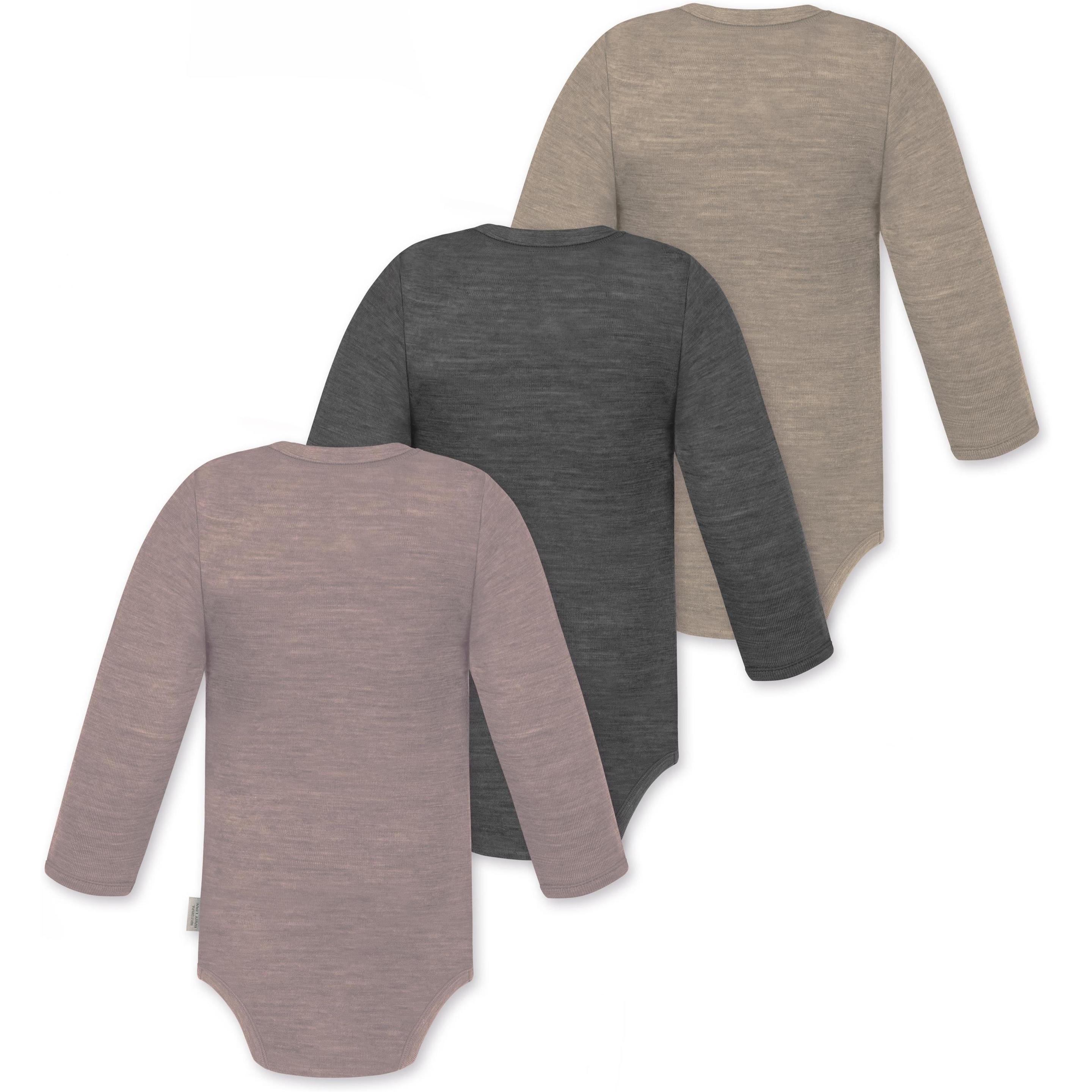 Thumbnail - Normani, Herren, Body, 3er Pack Baby Merino Langarmbody „Tuai" - 9403, Beige, (62)