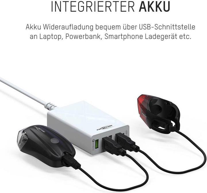 Produktbild Ansmann Fahrradbeleuchtung Fahrradlicht Set Akku Front und Rücklicht (170 lm, 170 lm)