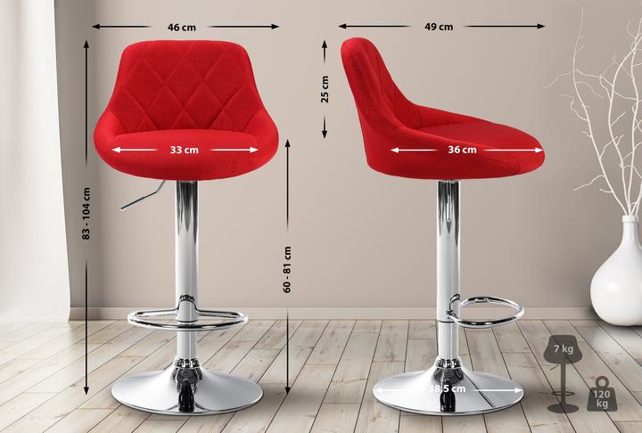 Produktbild CLP Barhocker Lazio Stoff, rot