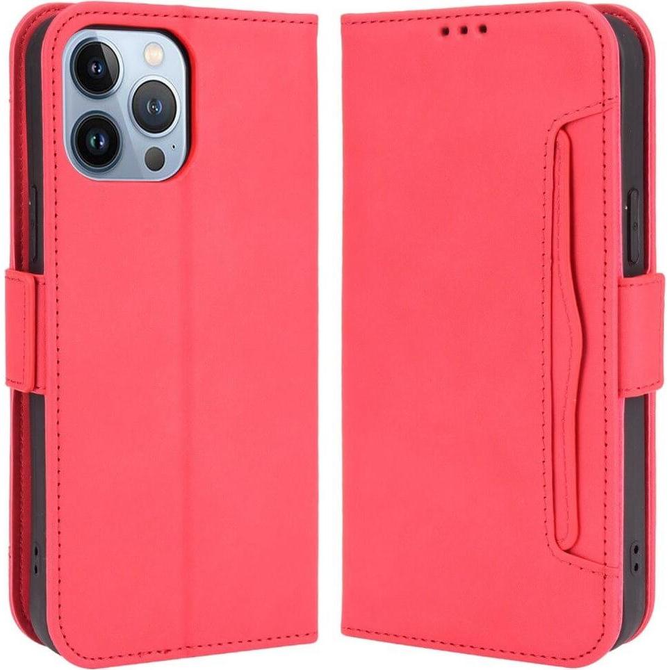 Cover-Discount iPhone 14 Pro Max - Etui mit vielen Kartenfächer rot (Apple iPhone 14 Pro Max), Smartphone Hülle, Rot