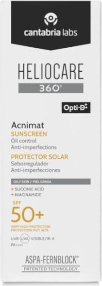Actual product image Heliocare 360 Acnimat SPF 50+ 50 ml (Suntan cream, SPF 50+, 50 ml)