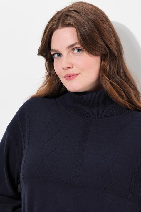 Produktbild Ulla Popken Strickkleid, Zopfmuster, Rollkragen, Langarm (46, 48)