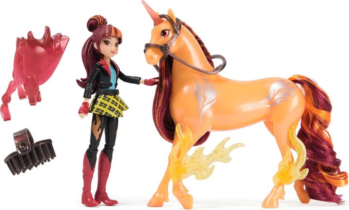 Actual product image Unicorn Academy Valentina and unicorn Cinder (with real mane and tail and brush)