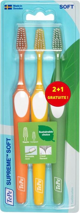 Actual product image TePe Supreme Soft Toothbrush Soft 3Pcs Mix (Soft, 3 x)