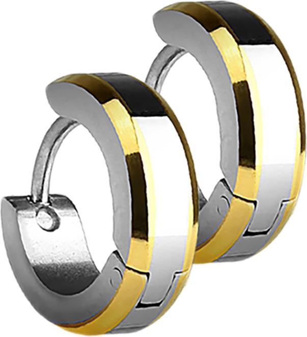 Immagine prodotto Star Piercing Orecchino a lembo in argento con 2 strisce laterali in oro (senza ottone, Acciaio chirurgico 316L)