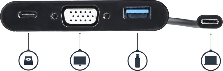 Produktbild StarTech USB-C to VGA Multifunction Adapter (USB-C, 1 Ports)