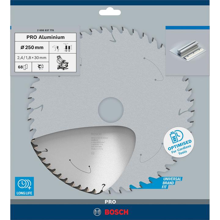 Actual product image Bosch Professional Zubehör PRO Aluminium cordless circular saw blade, 250 x 2.4 x 30 mm