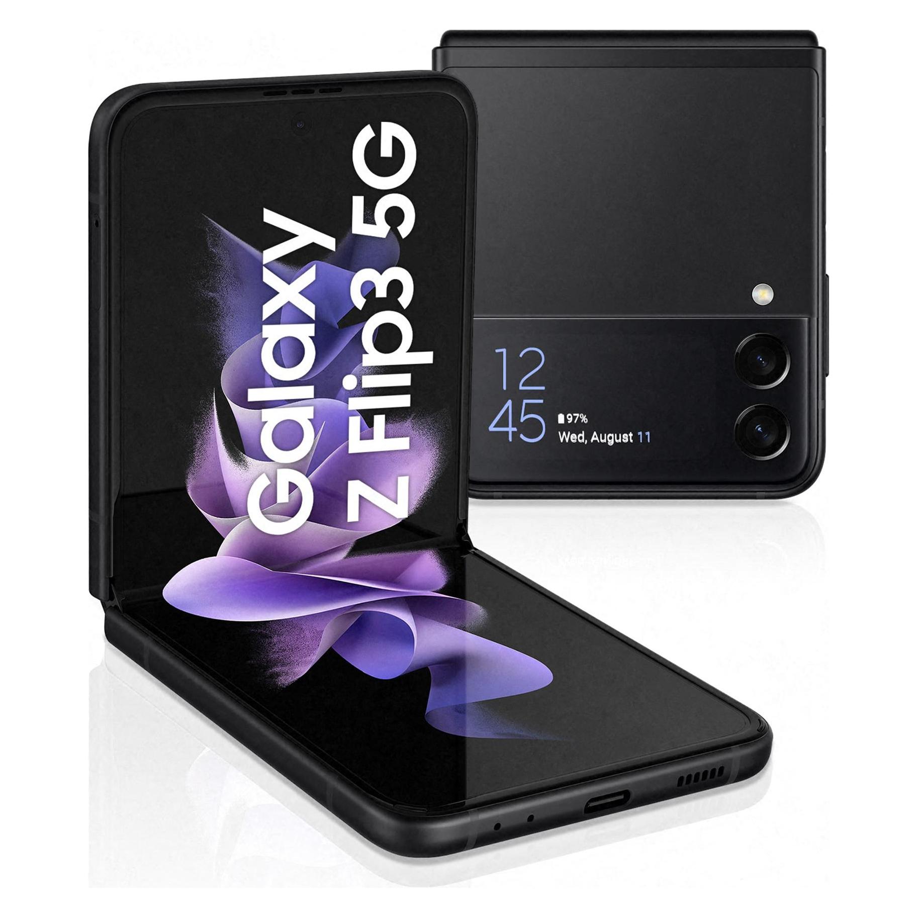 Samsung Galaxy Z Flip3 5G EU (128 GB, Phantom Black, 6.70", SIM + eSIM, 5G), Smartphone, Schwarz