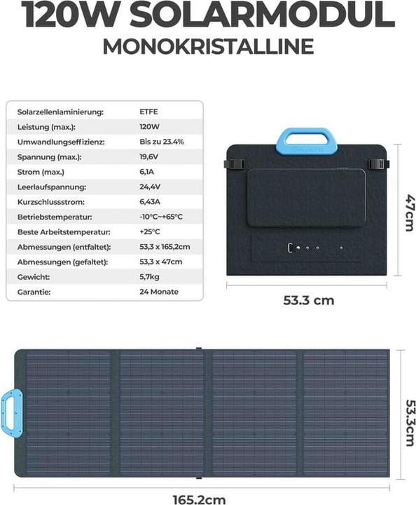 Produktbild Bluetti Solarpanel (120 W, 4.30 kg)