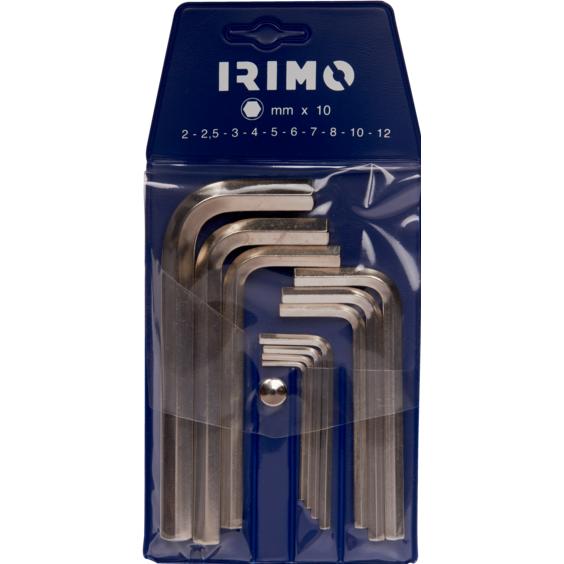 Irimo, Chiave esagonale, Set di cacciaviti a brugola esagonali, nichelati, metrici, 10 pezzi