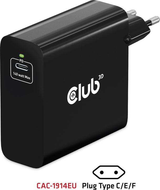 Actual product image Club 3D Club3D Charger 1xUSB Type C, PD 140W retail (140 W)