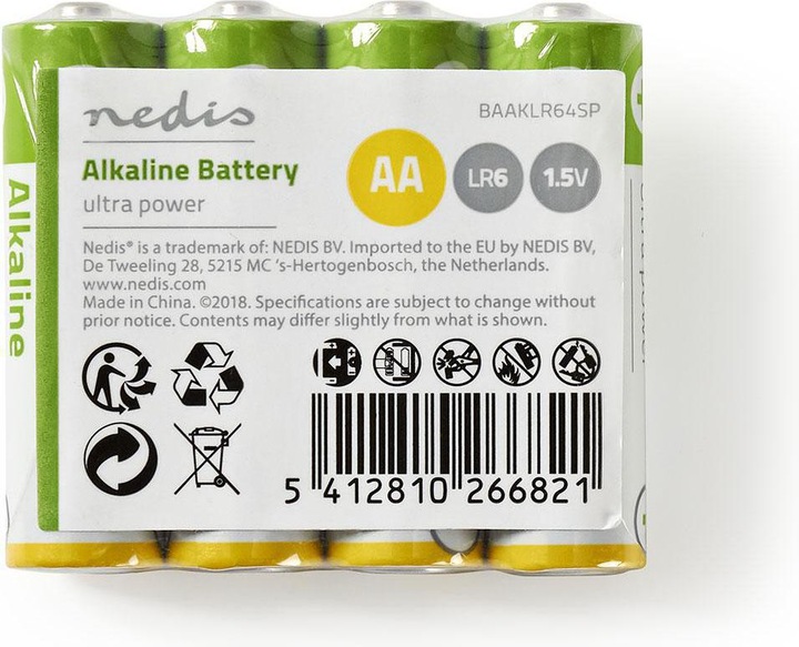 Produktbild Nedis Alkaline Batterie AA | 1.5 V DC | 4er Schrumpfpackung (4 Stk., AA)