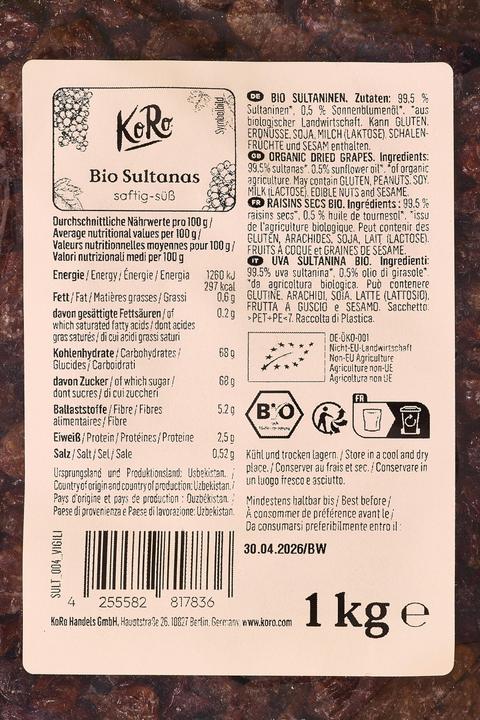 Actual product image KoRo Bio Sultaninen (1000 g)