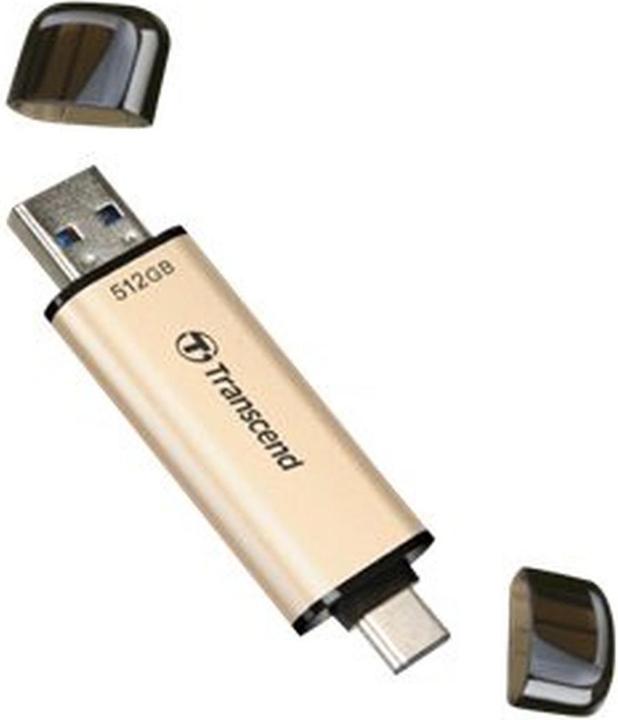Actual product image Transcend JetFlash 930C USB flash drive 512 GB USB Type-A / USB Type-C 3.2 Gen 1 (3.1 Gen 1) Gold (512 GB, USB-A, USB-C)