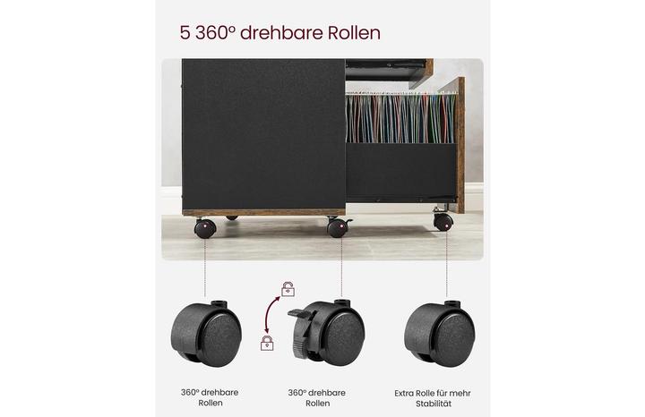 Actual product image Vasagle Mobile pedestal brown, black 3 pull-outs 80.0 x 40.0 x 66.0 cm (80 x 40 x 66 cm)