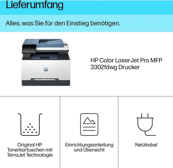 Produktbild HP Color LaserJet Pro MFP 3302fdwg (Laser, Farbe)