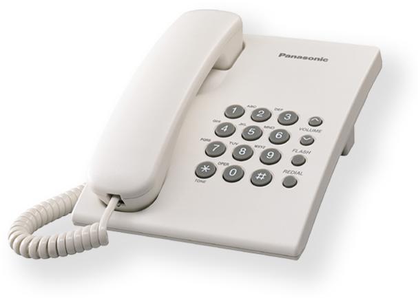 Actual product image Panasonic KX-TS500FXW Corded phone, White, Wall-mount option, Last Number Redial, Flash, Volume Control (6 lev