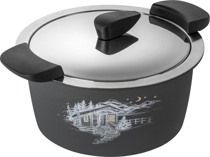Produktbild Kuhn Rikon HOTPAN® Servierkasserolle grau mit Chalet 2.0 L · Ø 18 cm (18 cm, Kochtopf, Edelstahl)