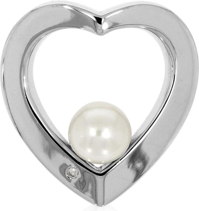 Image du produit Xen Pendentif coeur avec diamant 0,02 ct. et perle d'eau douce de culture (Taille unique, Argent 925)