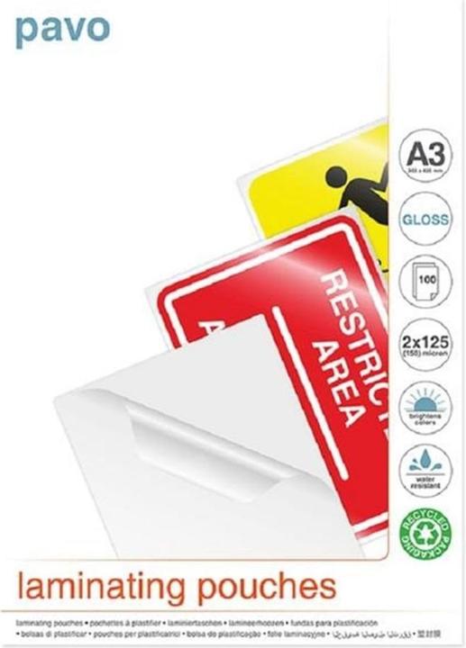 Produktbild pavo Laminierfolie A3, 125 µm, 100 Stück, Glänzend (A3, 100 Stück, 125 µm)