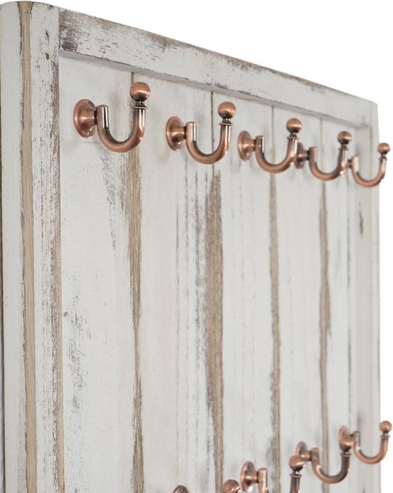 Actual product image Swisshandel24 Cup Holder, Hanging Shelf Cup Board Wall Shelf, Shabby Look Vintage 50x45x5cm - white