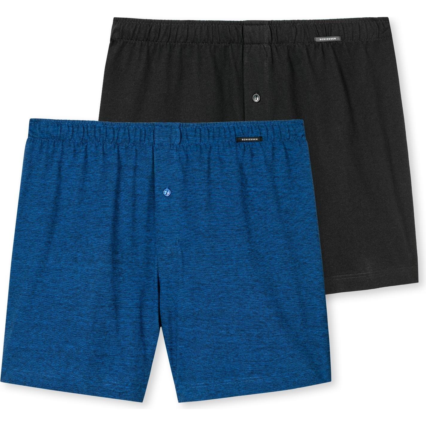 Schiesser, Herren, Unterhosen, 2er Pack Singel-Jersey Boxershorts, Blau, (S, 2er Pack)