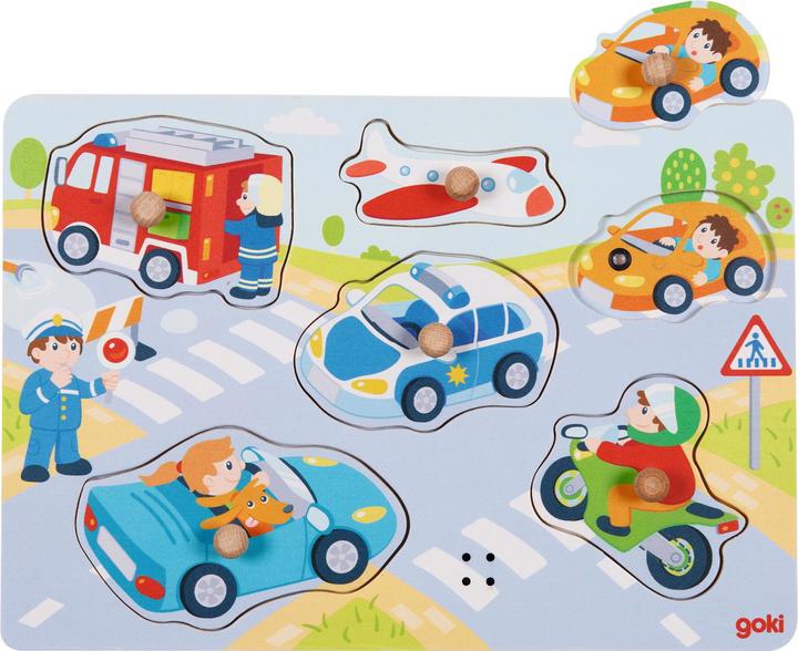 Image du produit Goki Puzzle pour tout-petits Puzzle sonore Transport (6 pièces)