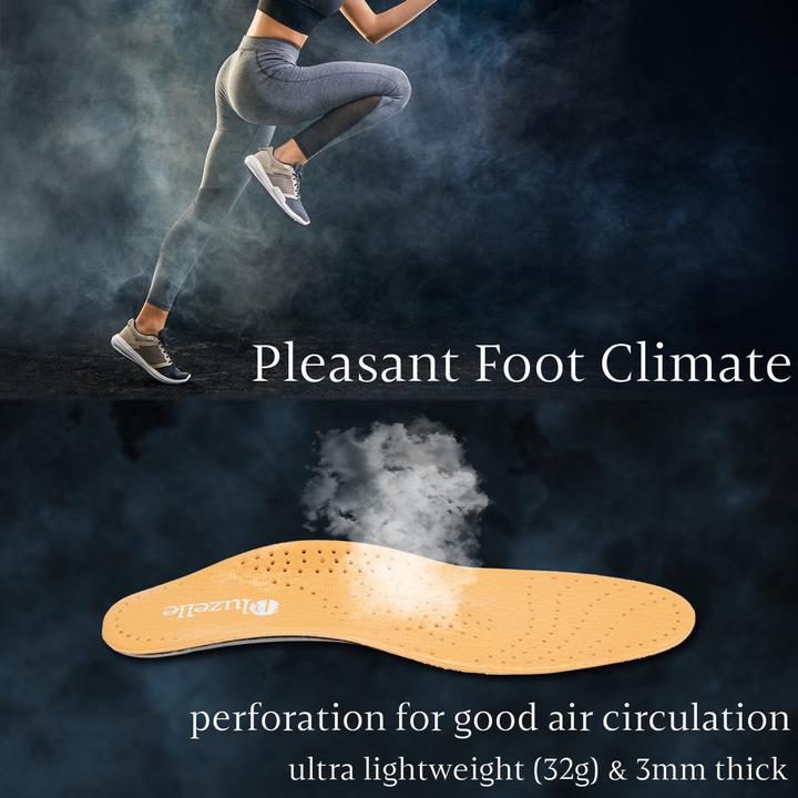 Actual product image Bluzelle Genuine leather insoles with arch support
