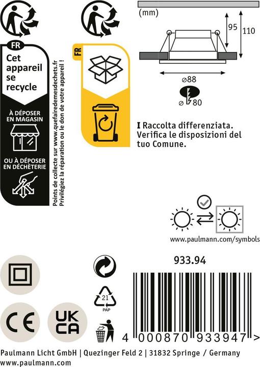 Actual product image Paulmann Recessed luminaire Cole (GU10)