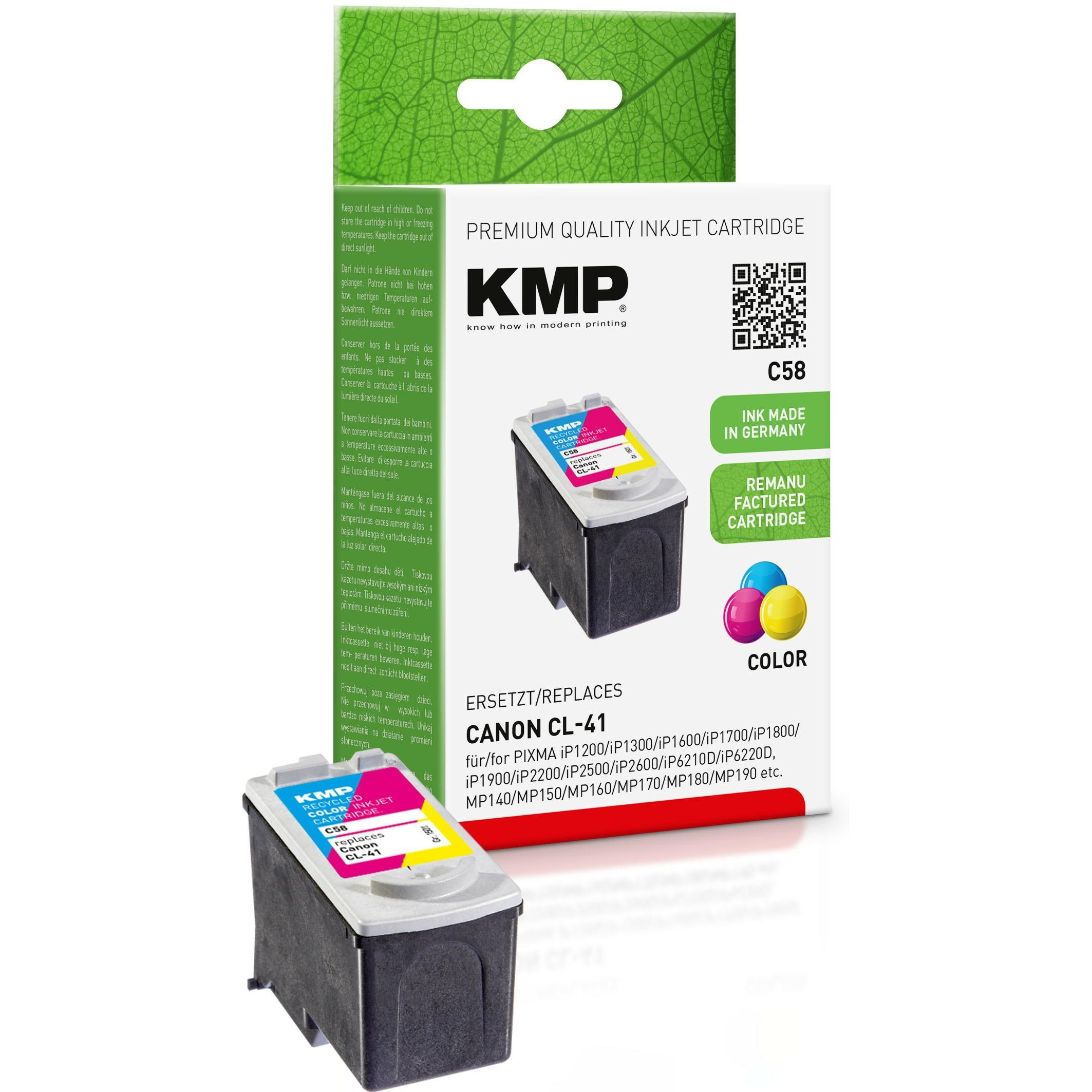 KMP, Druckerpatrone, C58 Tintenpatrone color kompatibel mit Canon CL-41 (M, C, Y)