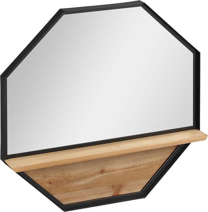 Produktbild Swisshandel24 61 x 61cm Achteck Wandspiegel Hängespiegel Wohnzimmerspiegel mit Regal Industrie-Design für Schlafzi (61 x 61 cm)