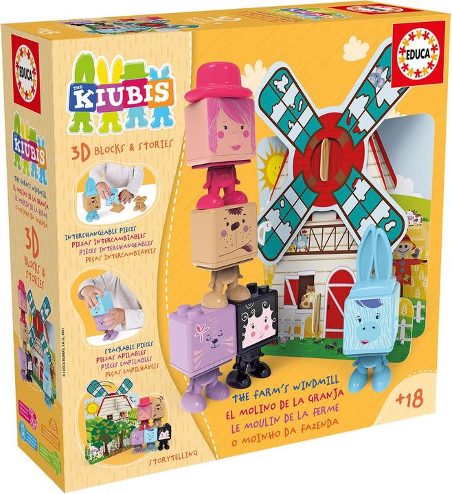 Educa 19223 Costruzione - Giocattolo educativo con cubi, Mulino agricolo da 2+ anni (2 - 4 anni)