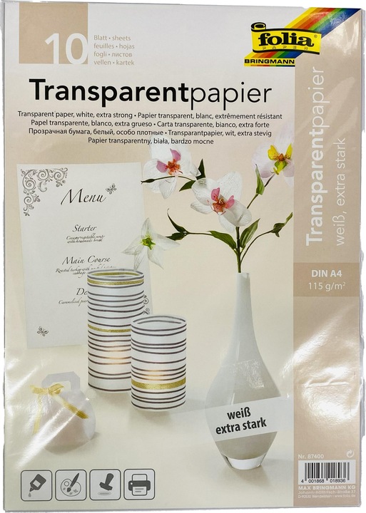 Actual product image Folia Transparent paper extra strong white (115 g/m², A4, 10 x)